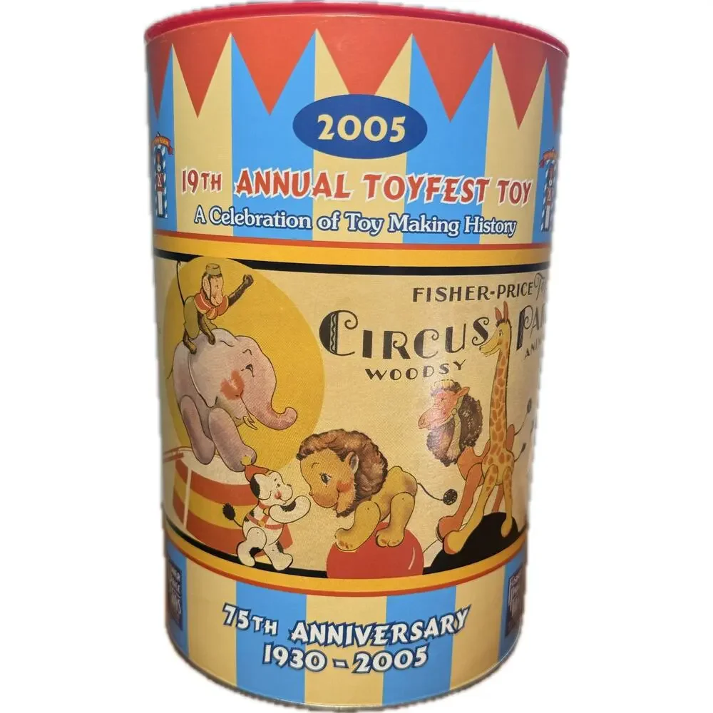 Vtg 2005 Fisher Price Circus Parade Woodsy Animals 75th Anniversary Set Canister